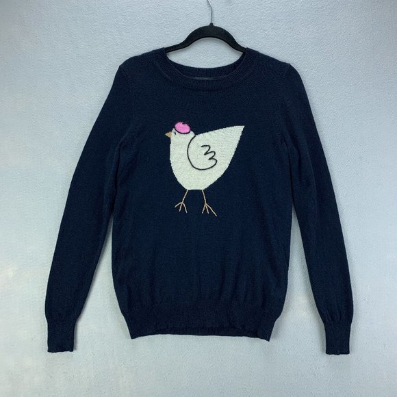 J. Crew Sweaters - J Crew Womens Sweater Small Pullover Wool Cashmere Stretch Navy Blue French Hen